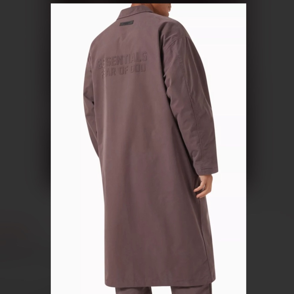 Fear of God Essentials Long jacket - BRAND NEW - Large off black plum